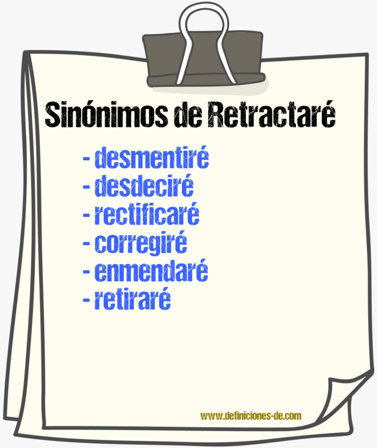 Sinónimos de retractaré
