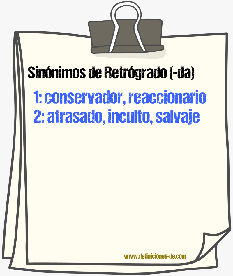 Sinónimos de retrógrado