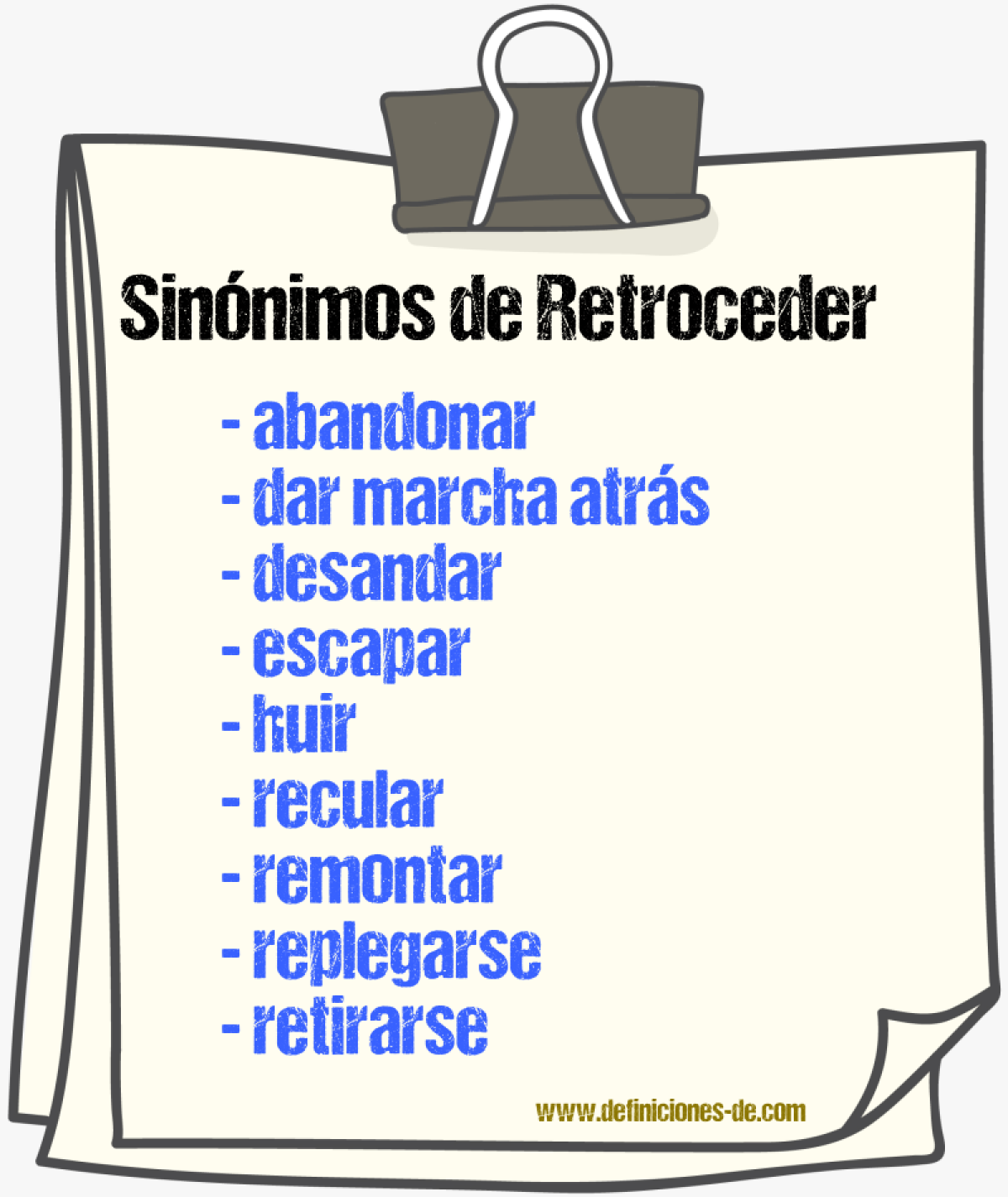 Sinnimos de retroceder