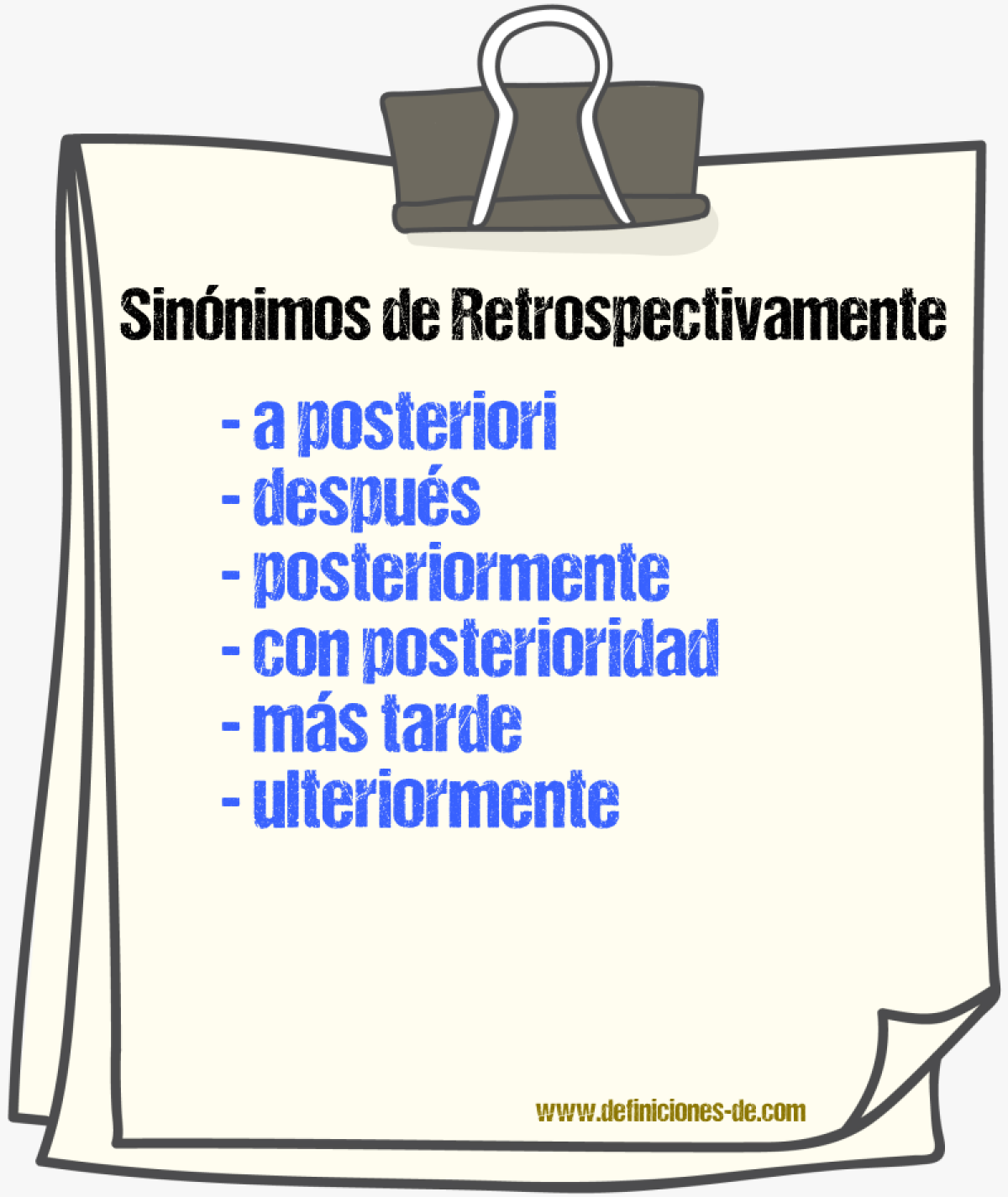 Sinónimos de retrospectivamente