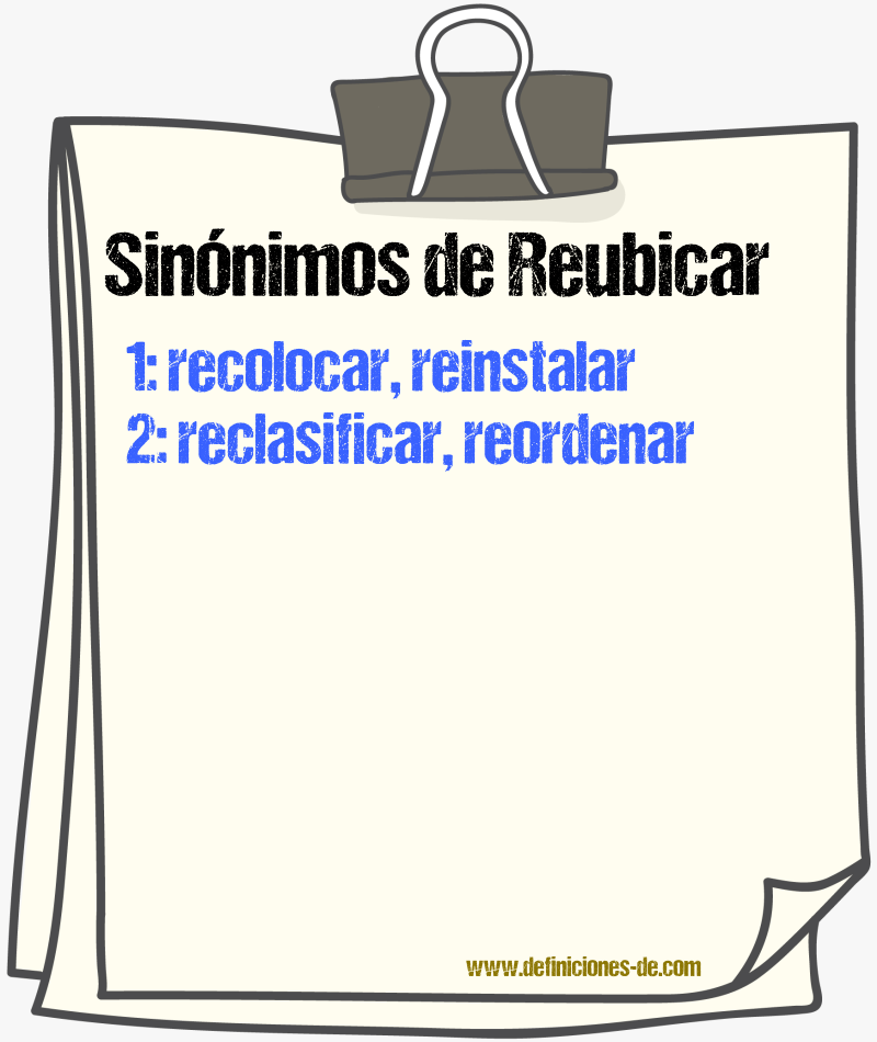 Sinónimos de reubicar
