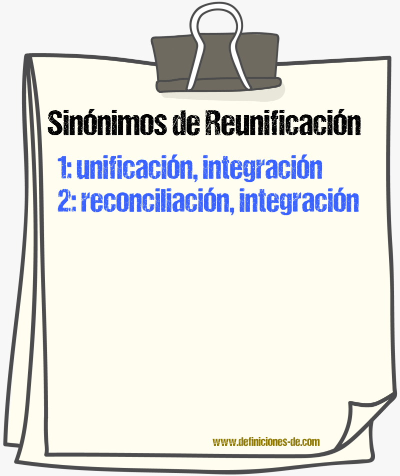 Sinónimos de reunificación