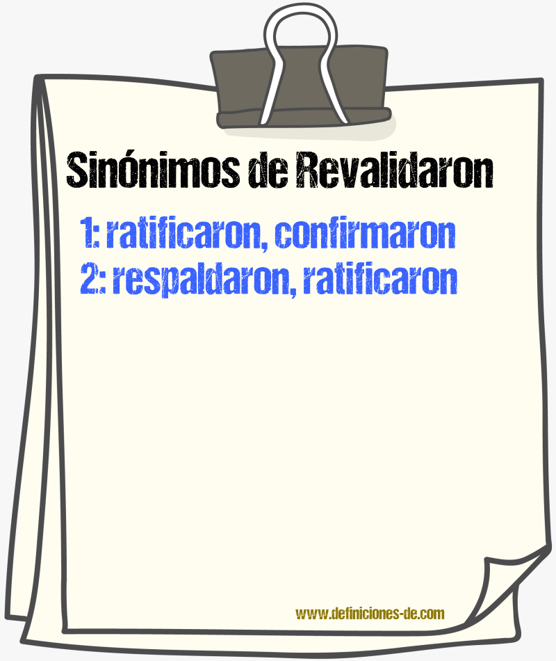Sinónimos de revalidaron