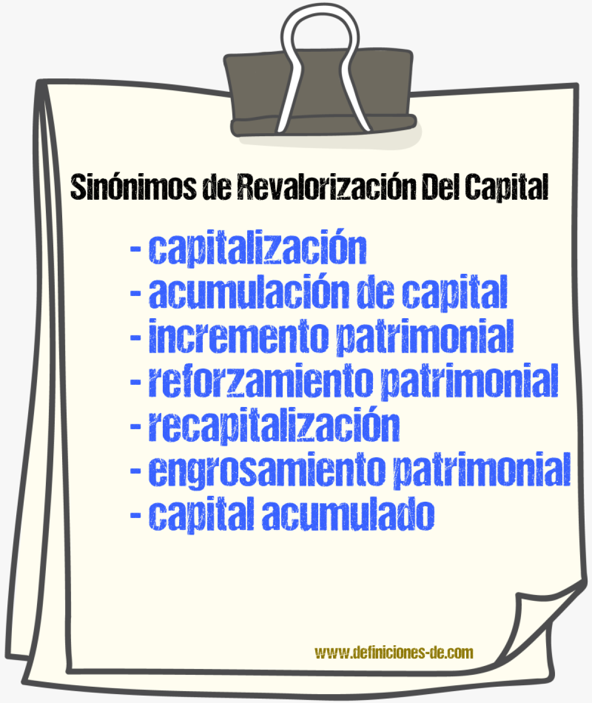 Sinónimos de revalorización del capital