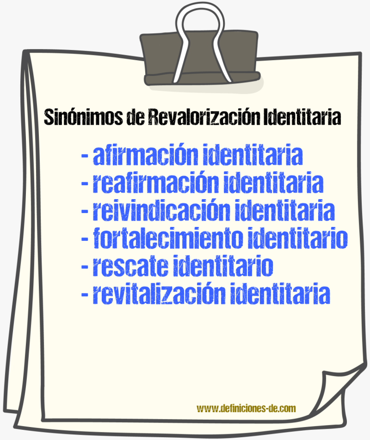 Sinónimos de revalorización identitaria