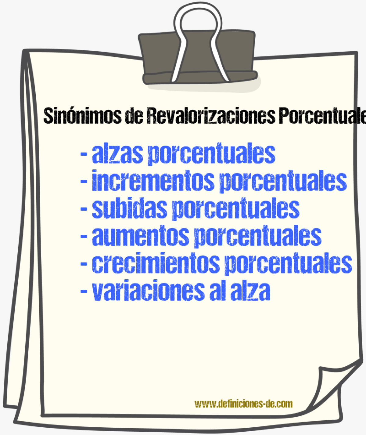 Sinónimos de revalorizaciones porcentuales