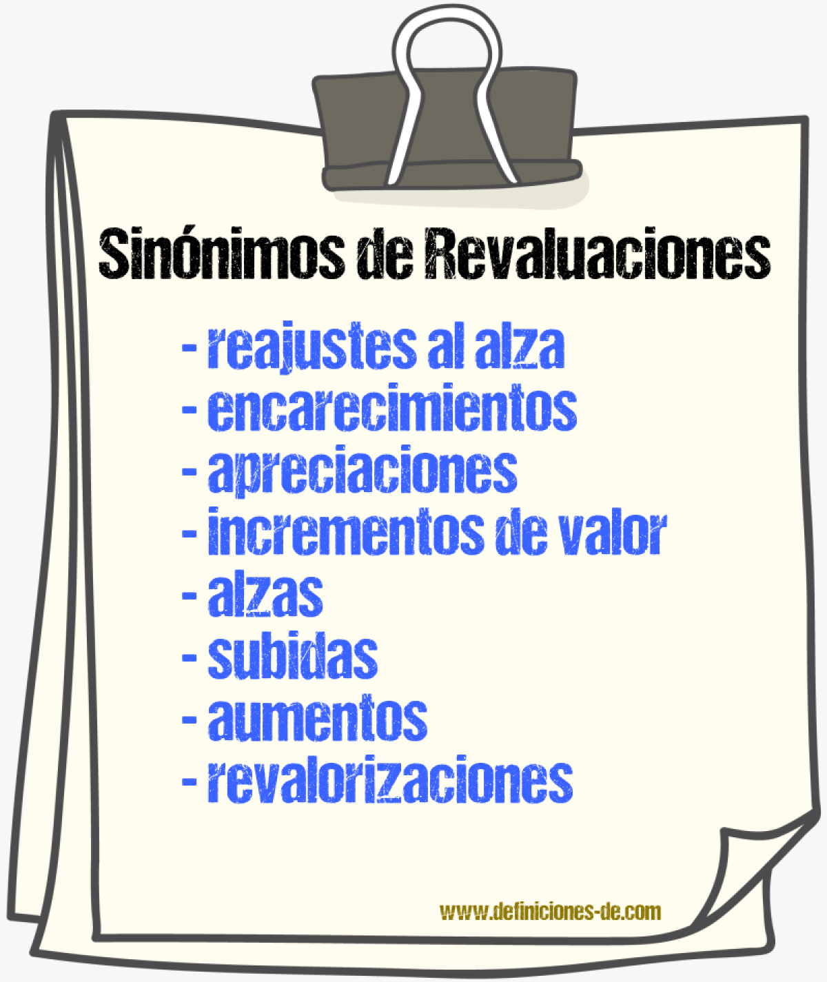 Sinónimos de revaluaciones