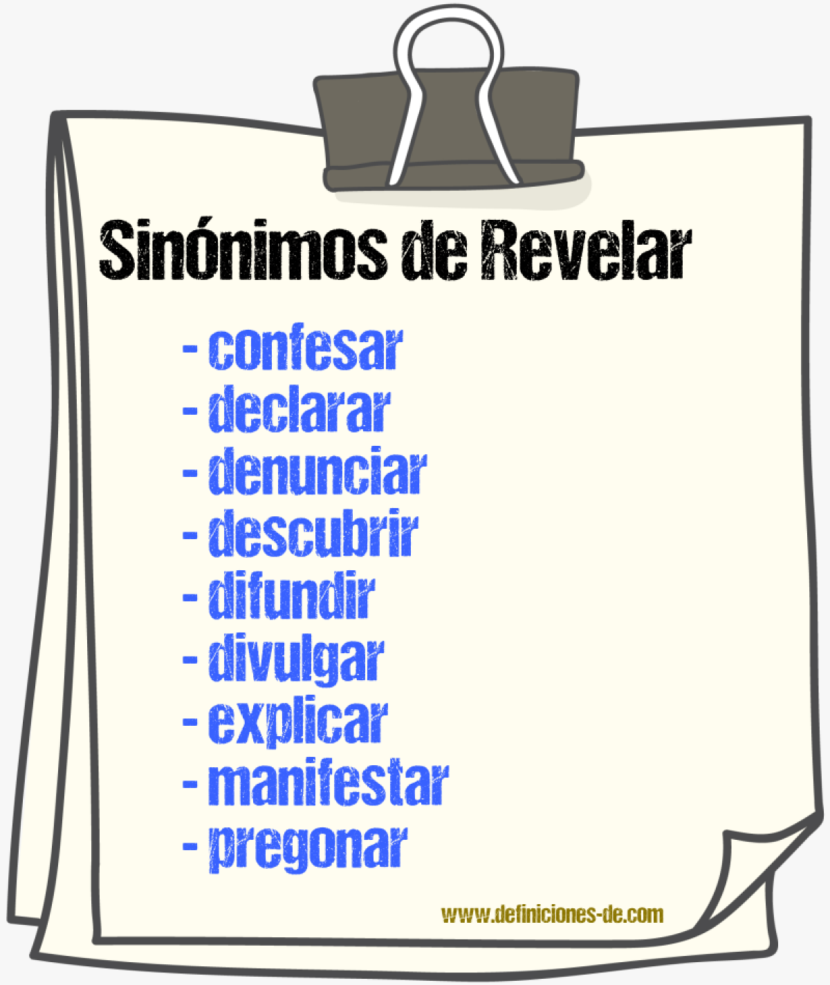 Sinnimos de revelar