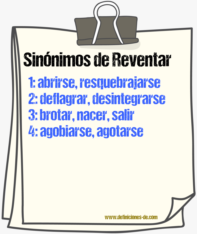 Sinnimos de reventar