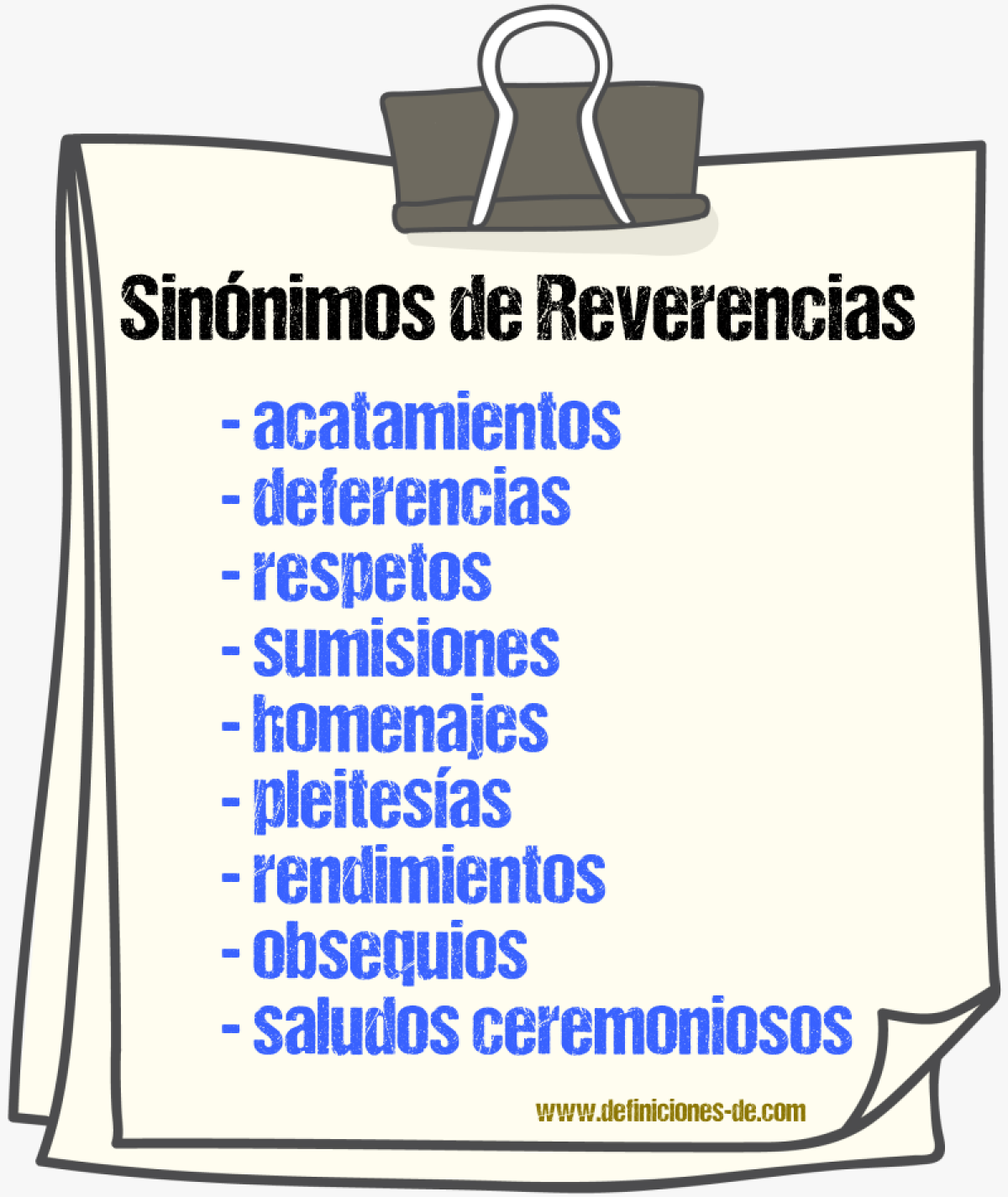 Sinónimos de reverencias