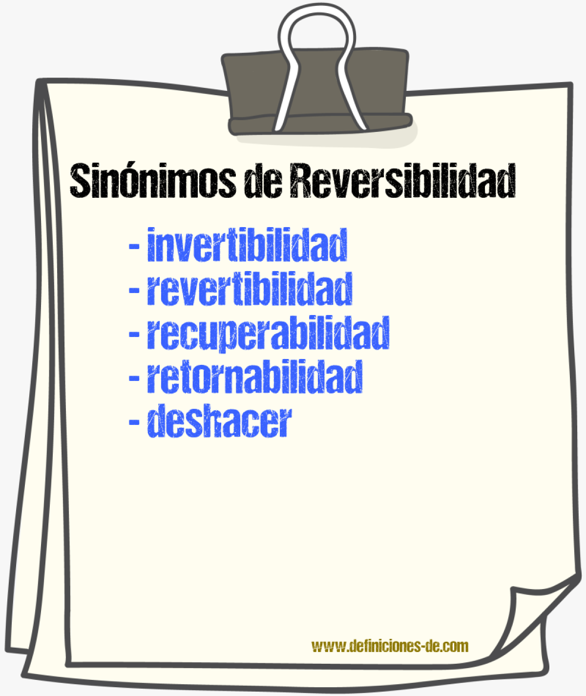 Sinónimos de reversibilidad