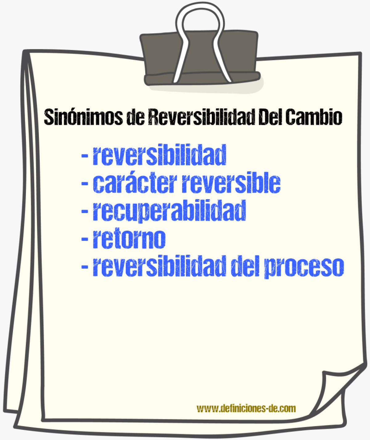 Sinónimos de reversibilidad del cambio