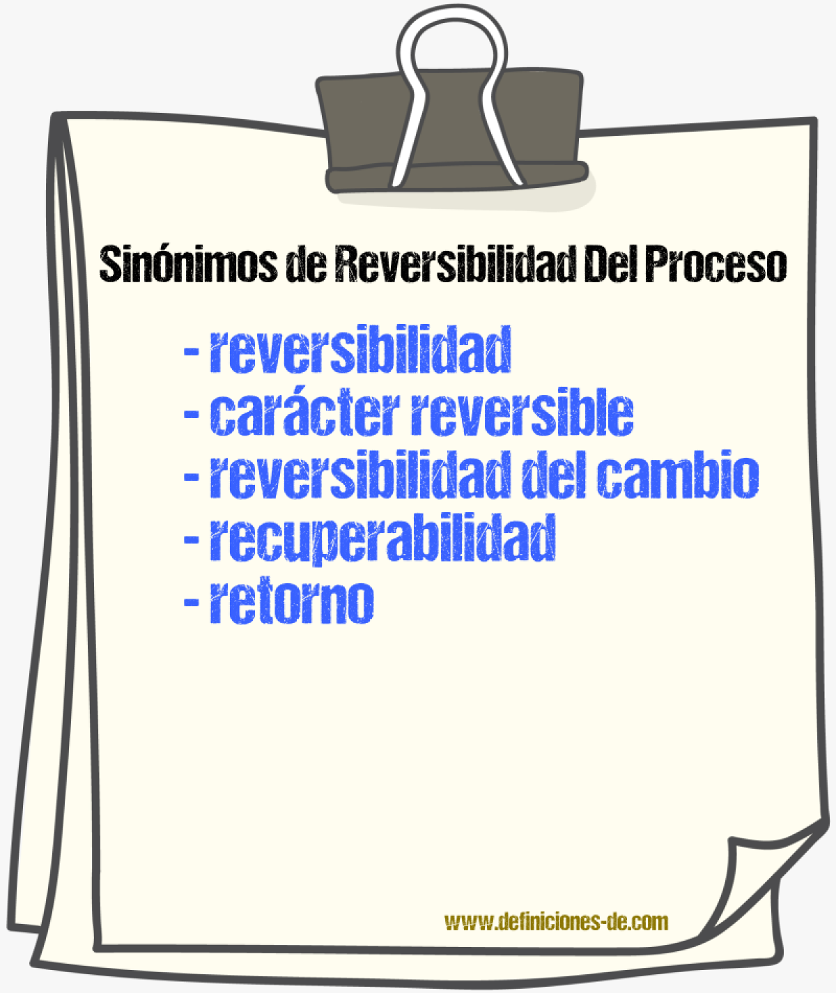 Sinónimos de reversibilidad del proceso