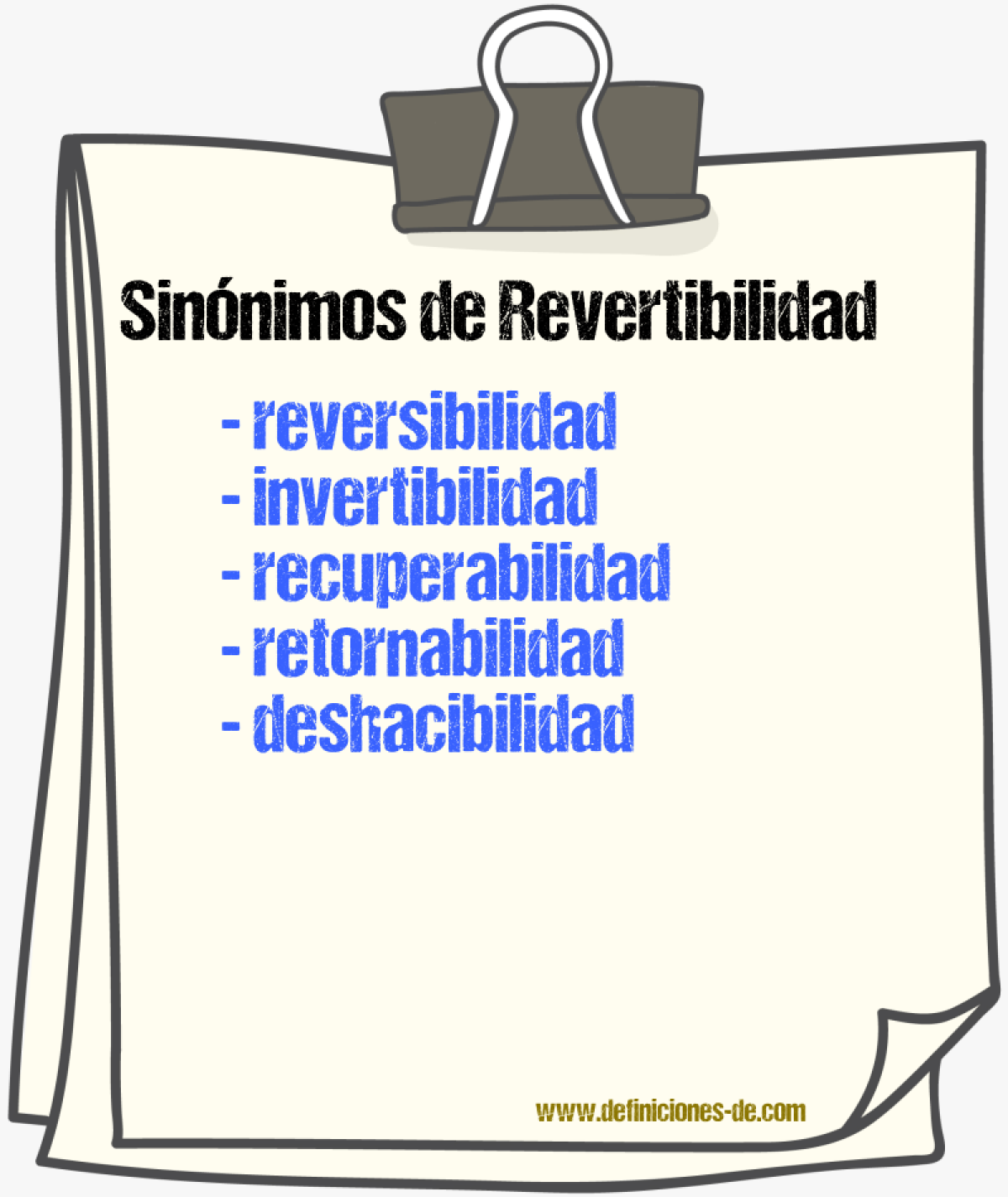 Sinónimos de revertibilidad