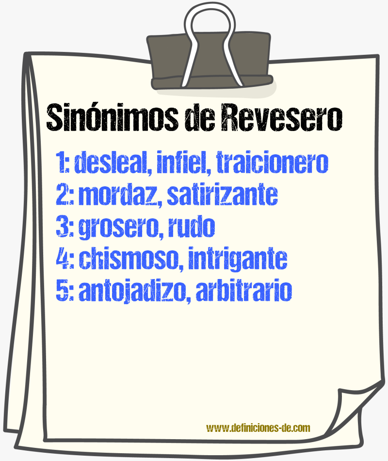 Sinnimos de revesero