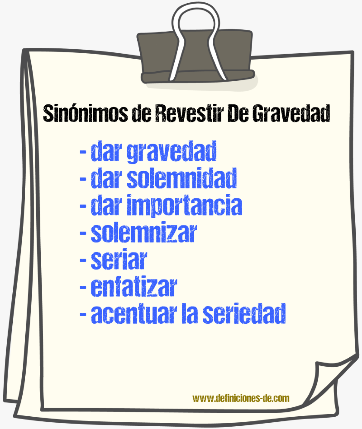 Sinónimos de revestir de gravedad