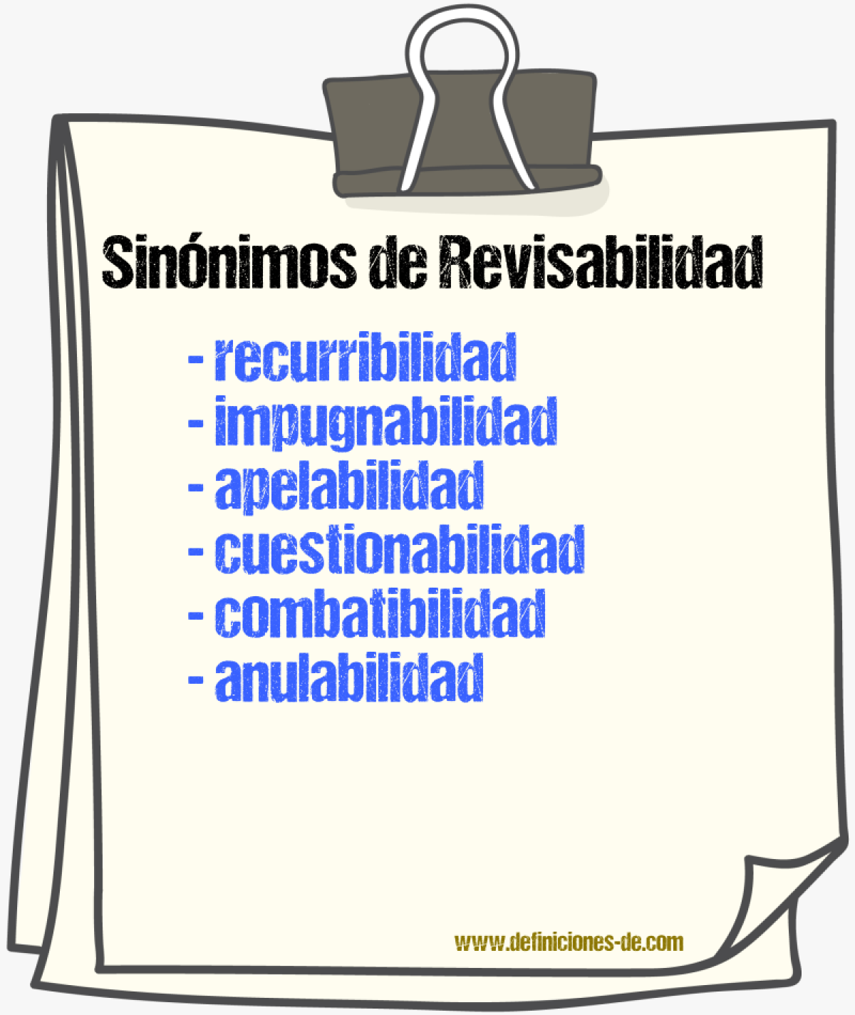 Sinónimos de revisabilidad