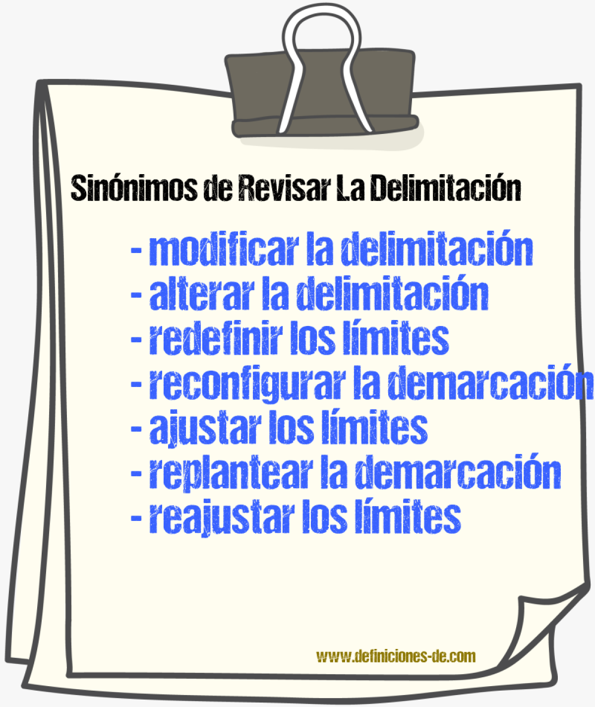Sinónimos de revisar la delimitación