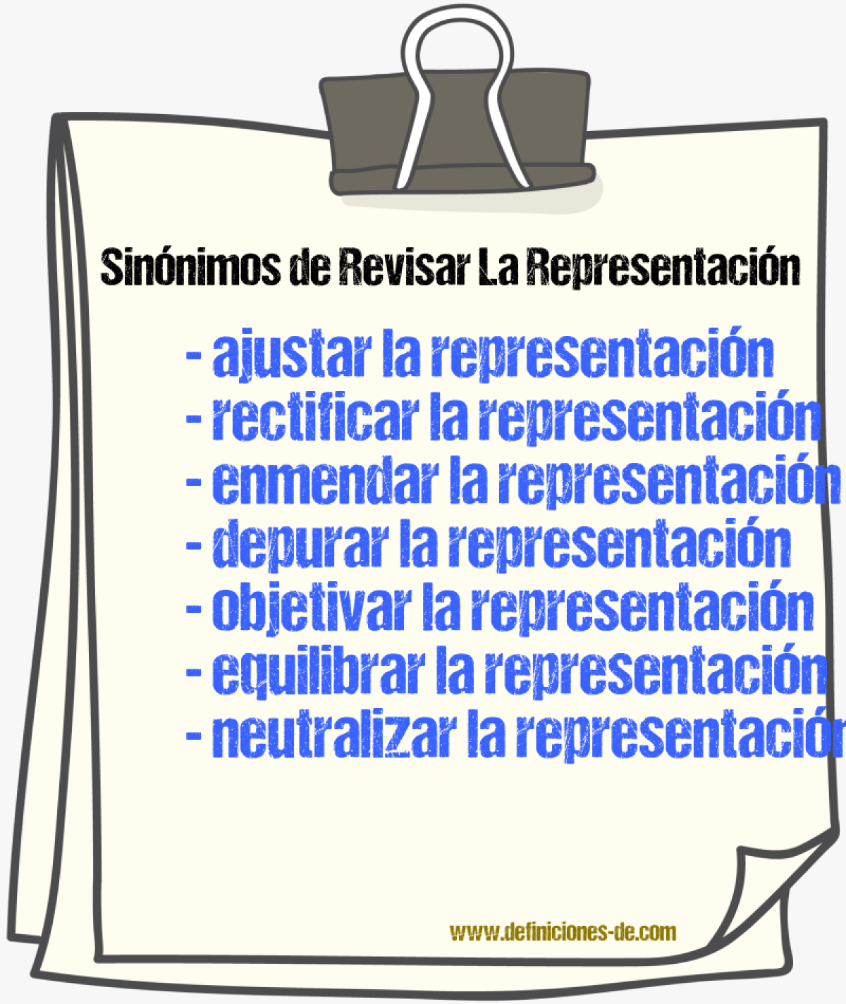 Sinónimos de revisar la representación