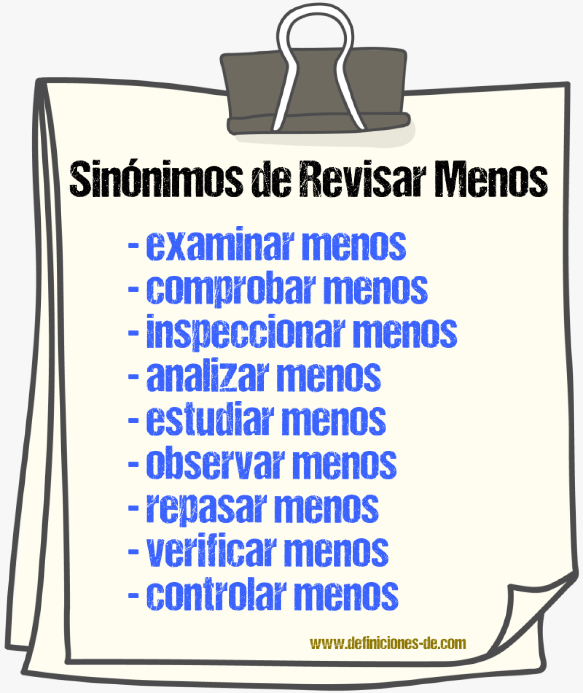 Sinónimos de revisar menos