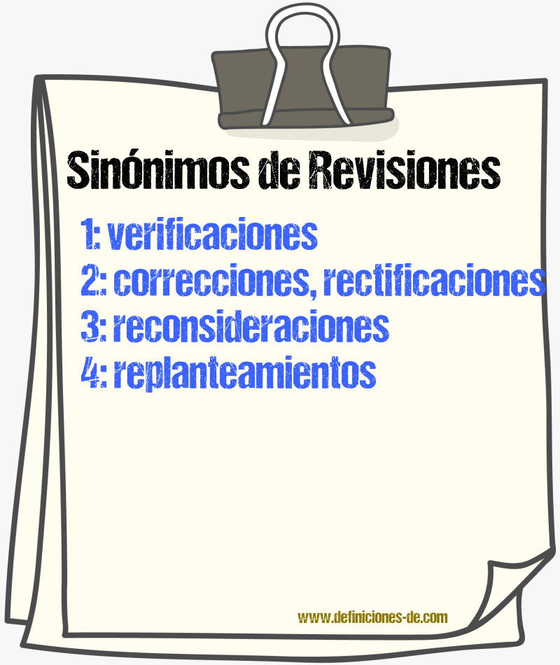 Sinónimos de revisiones