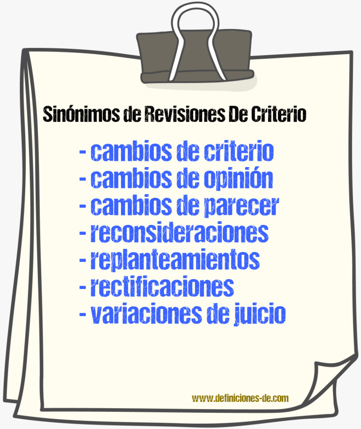 Sinónimos de revisiones de criterio