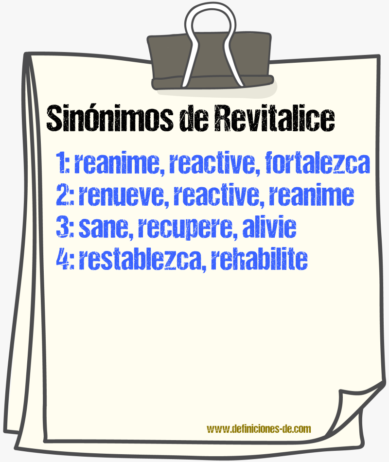 Sinónimos de revitalice
