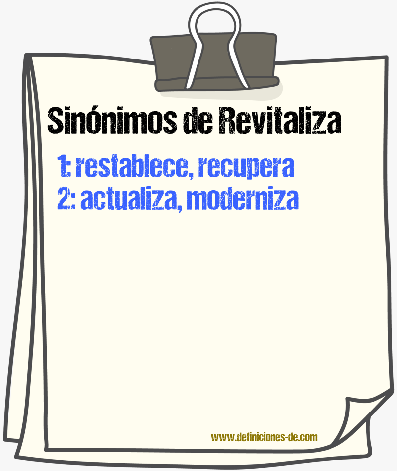 Sinónimos de revitaliza