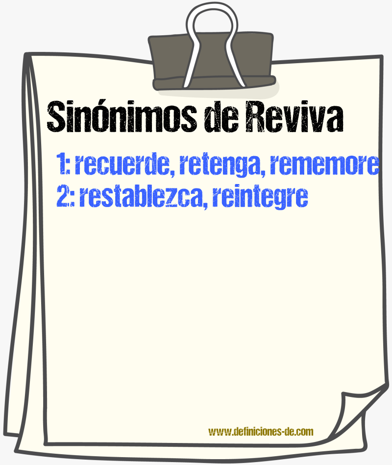 Sinónimos de reviva