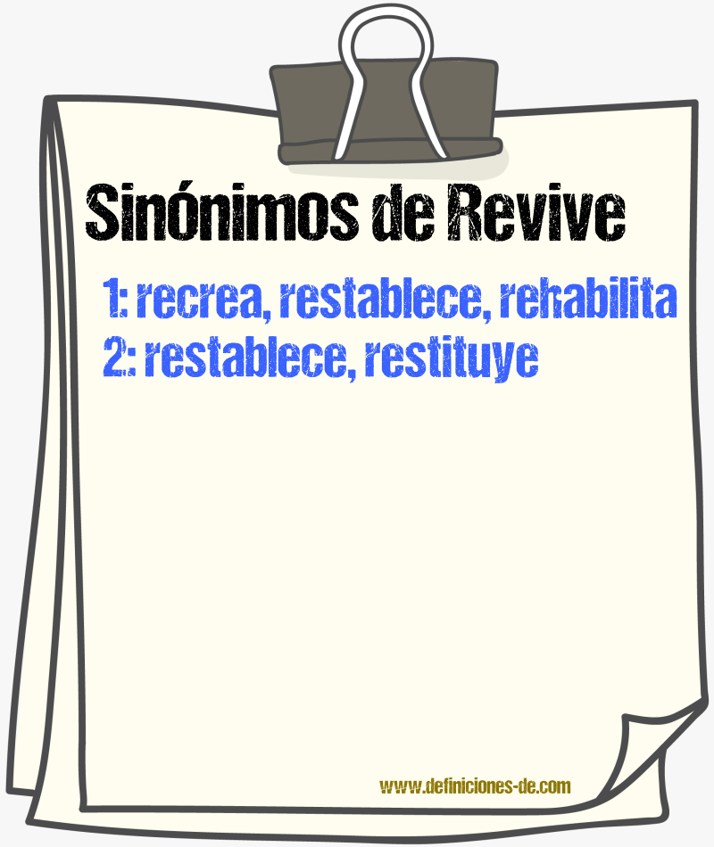 Sinónimos de revive