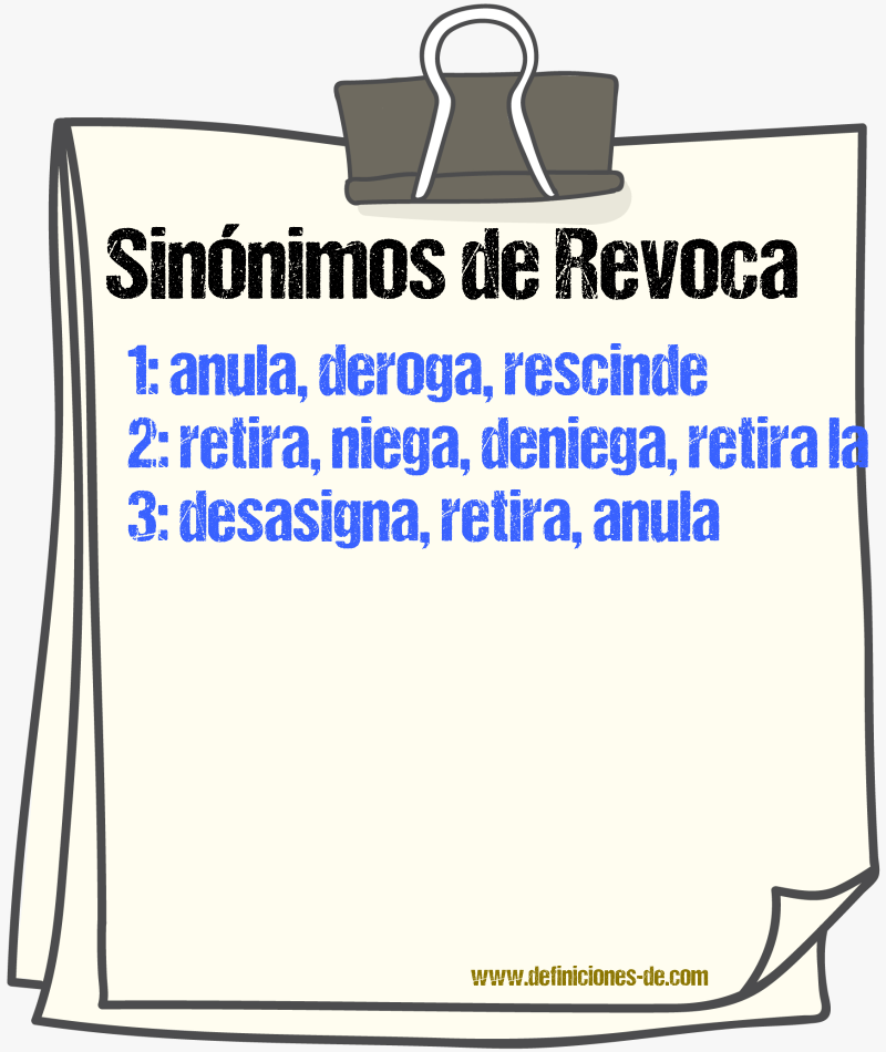 Sinónimos de revoca