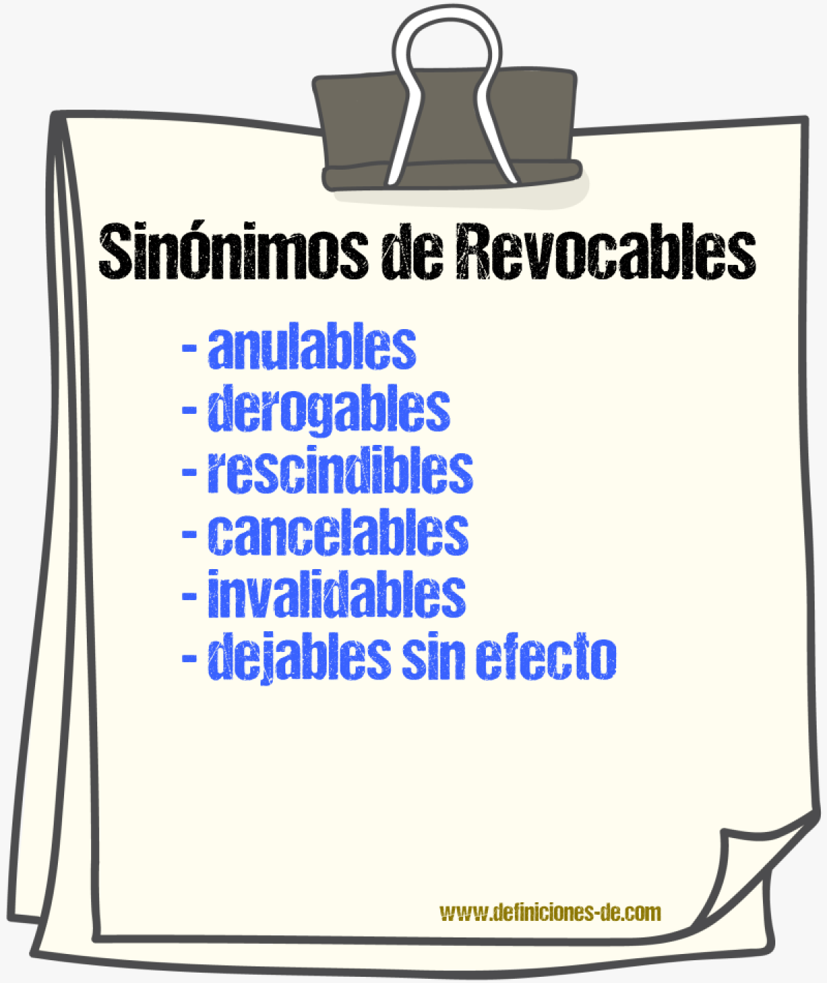 Sinónimos de revocables