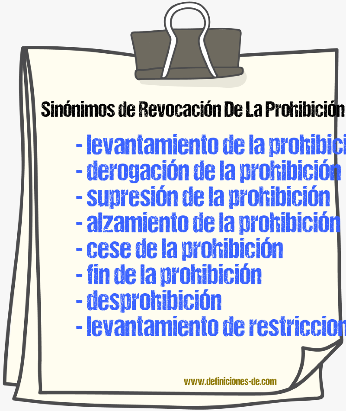 Sinónimos de revocación de la prohibición