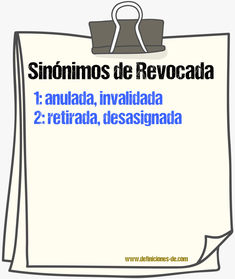 Sinónimos de revocada