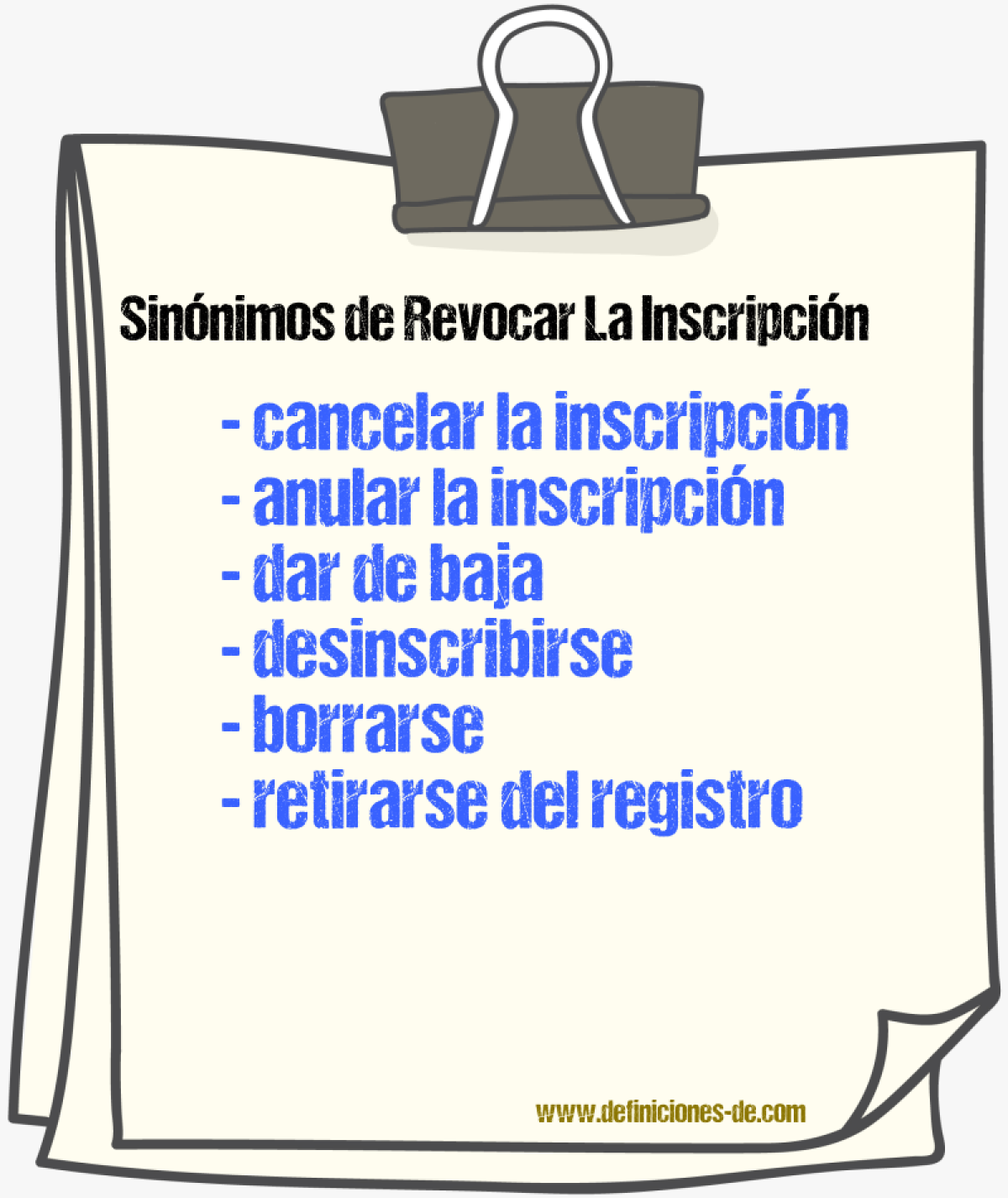 Sinónimos de revocar la inscripción