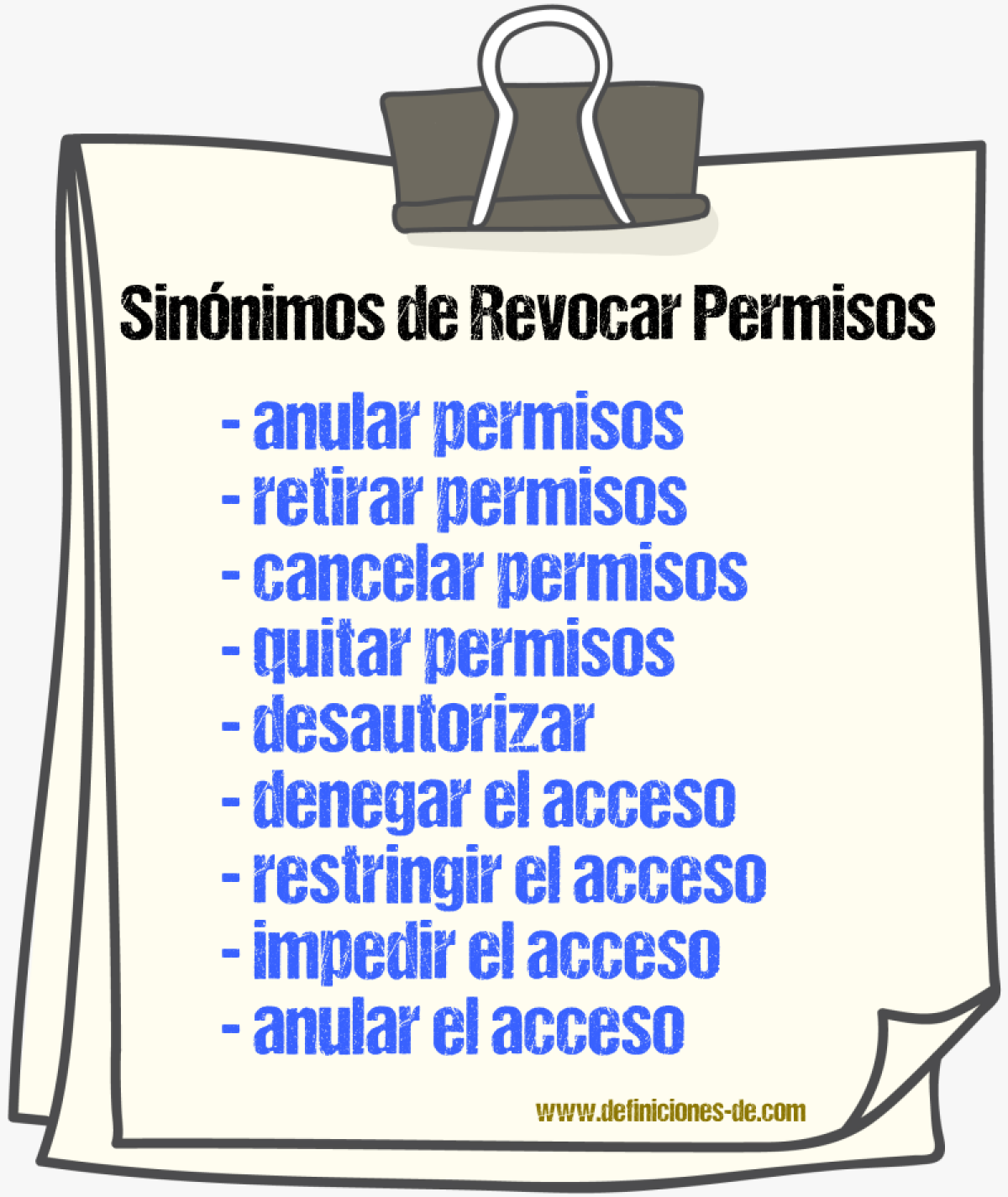 Sinónimos de revocar permisos