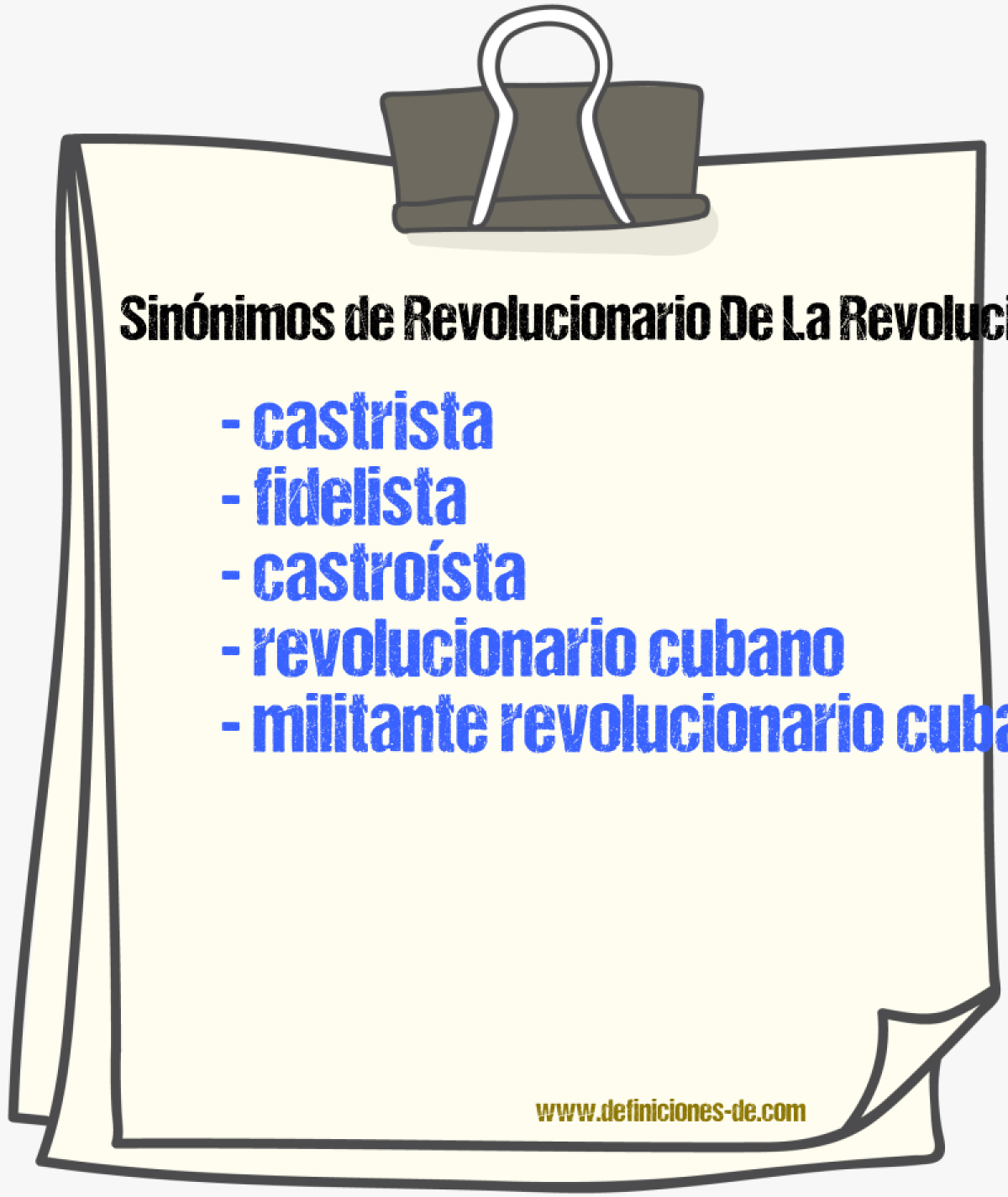 Sinónimos de revolucionario de la revolución cubana