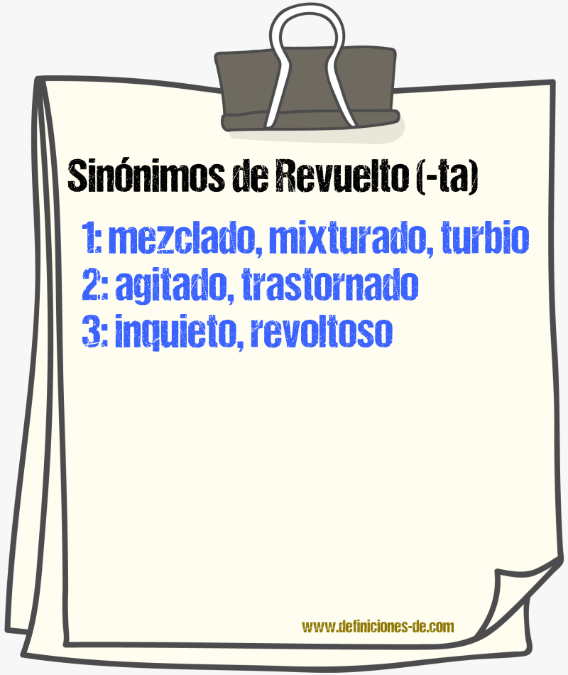 Sinnimos de revuelto