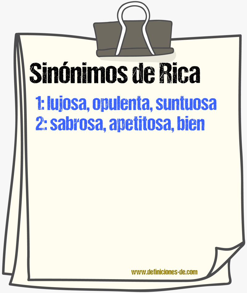 Sinónimos de rica