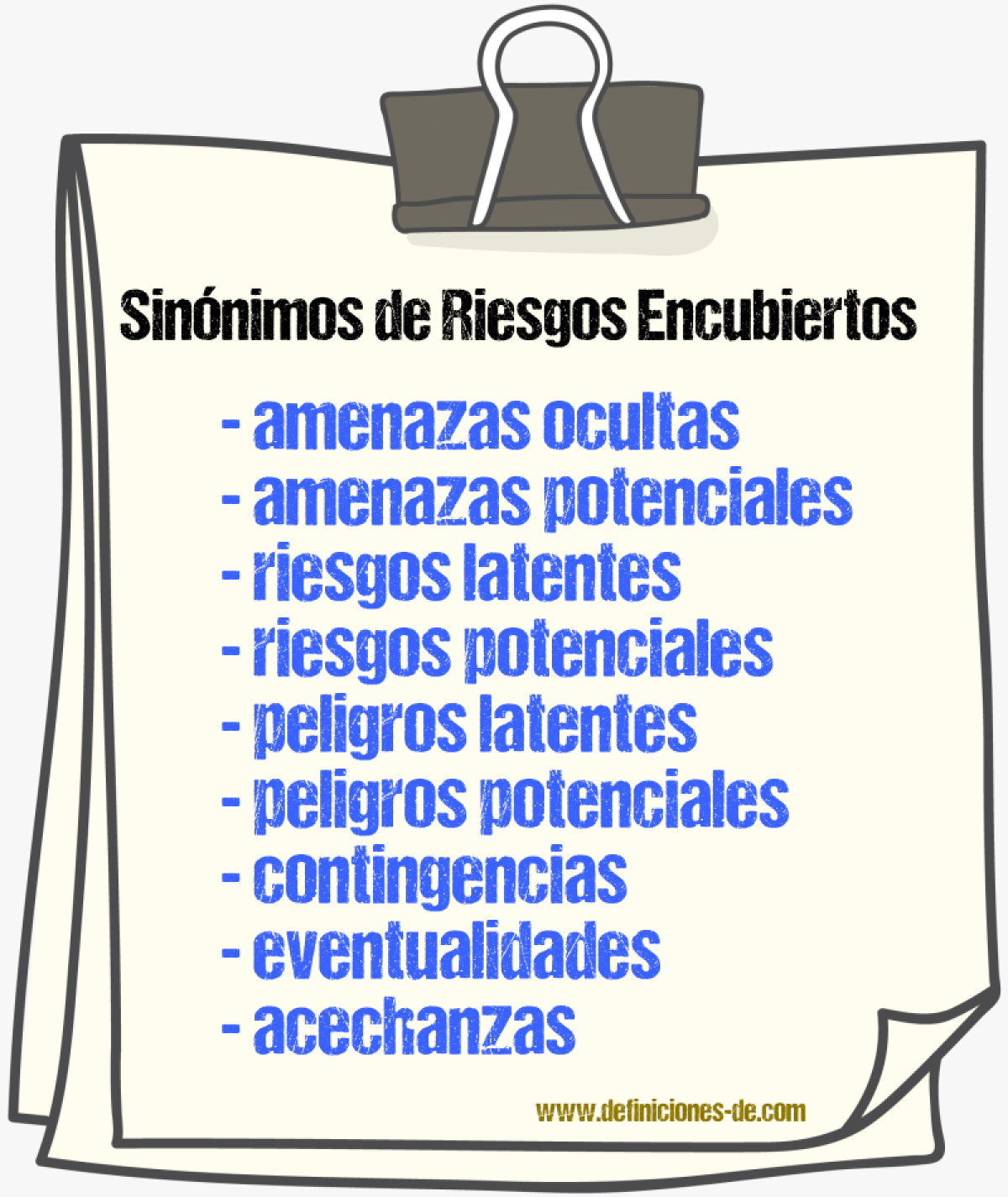 Sinónimos de riesgos encubiertos