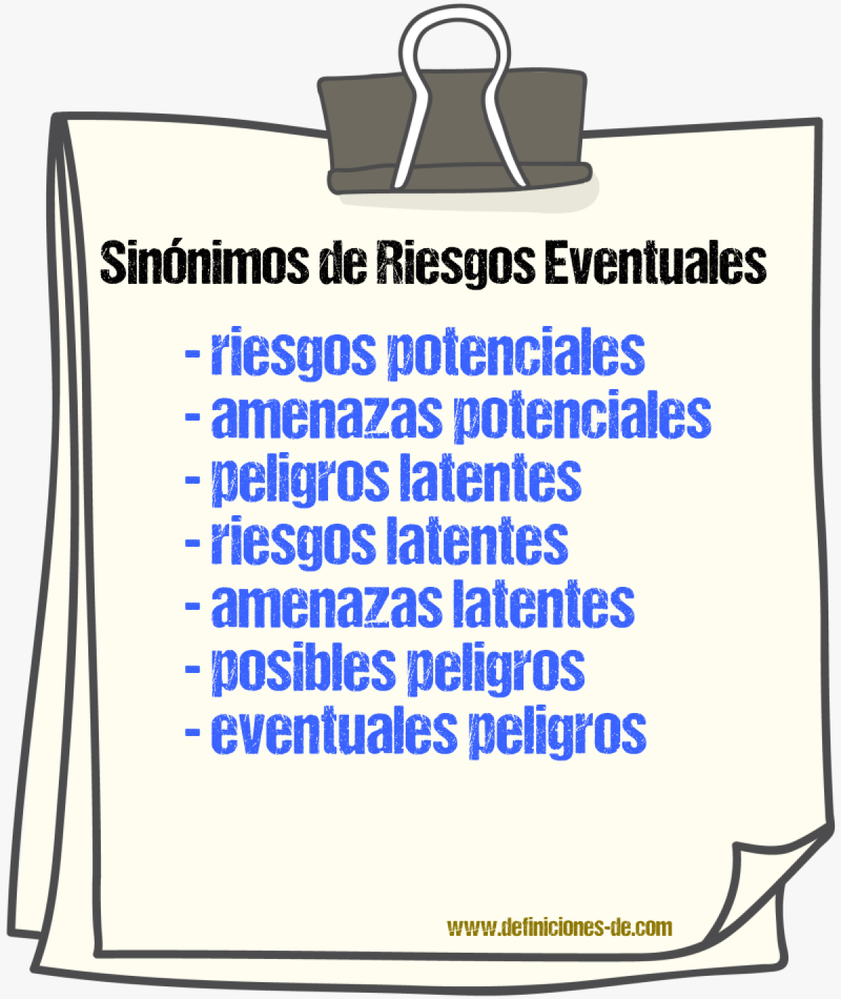 Sinónimos de riesgos eventuales