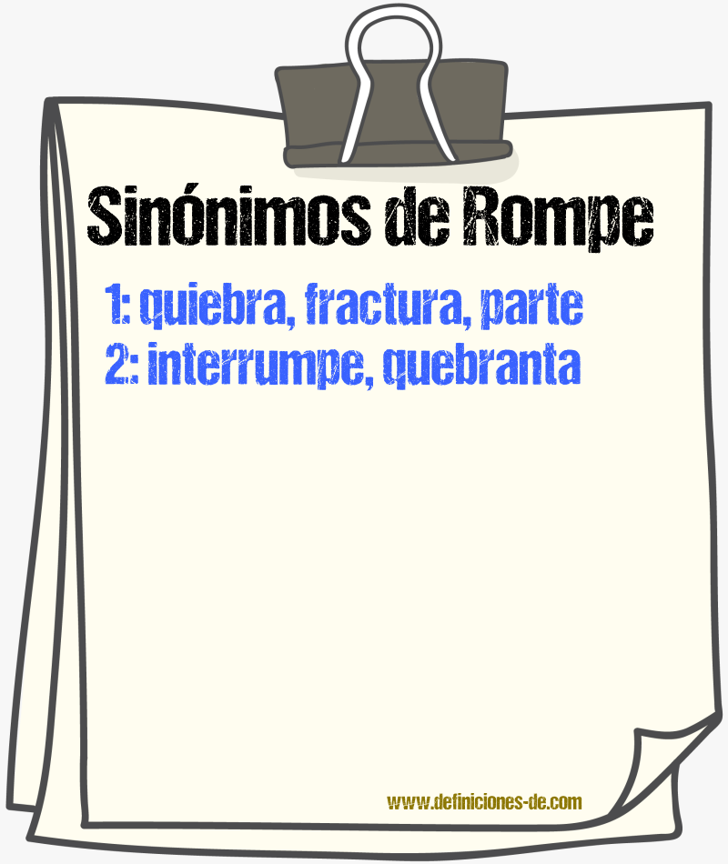 Sinónimos de rompe