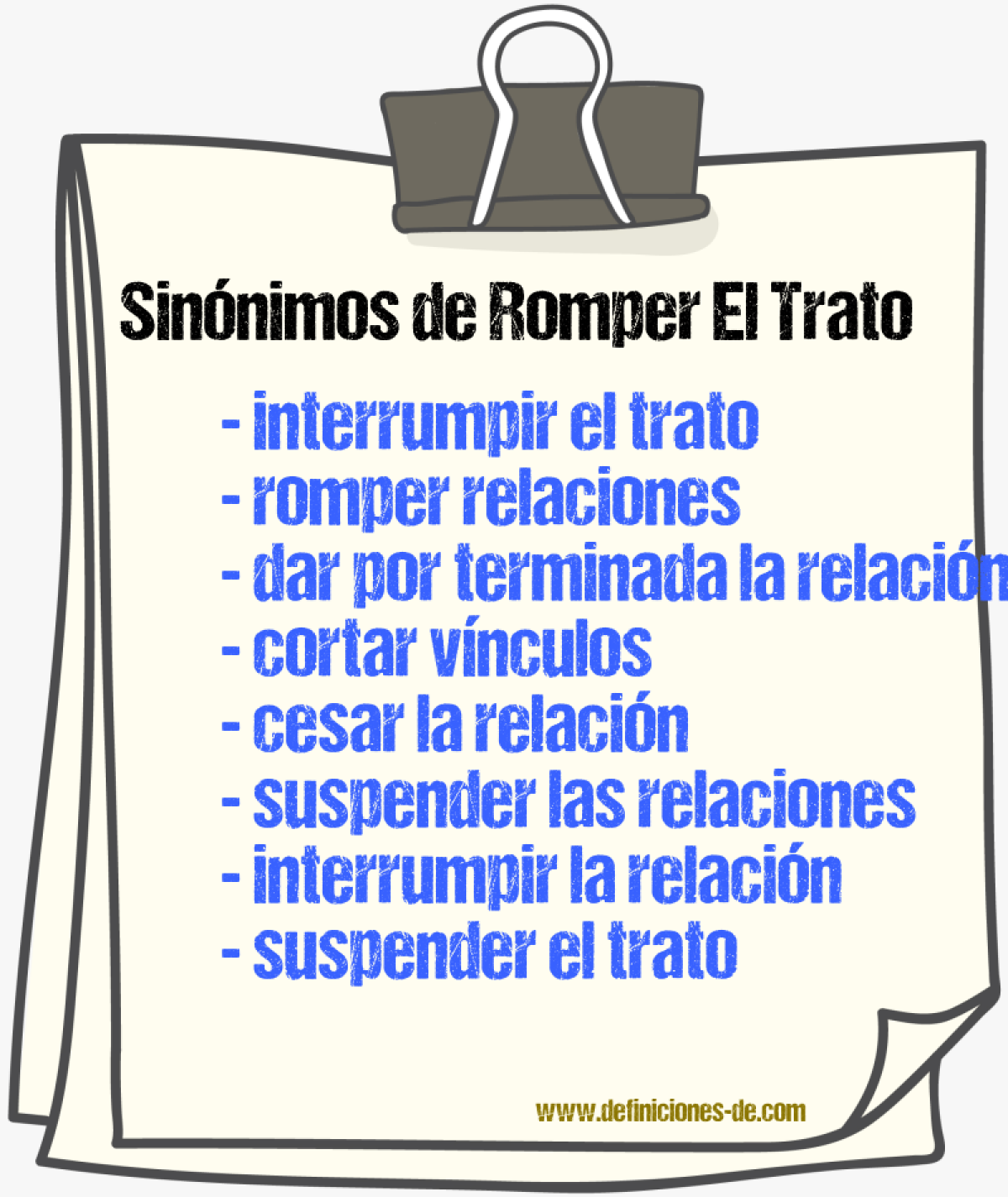 Sinónimos de romper el trato
