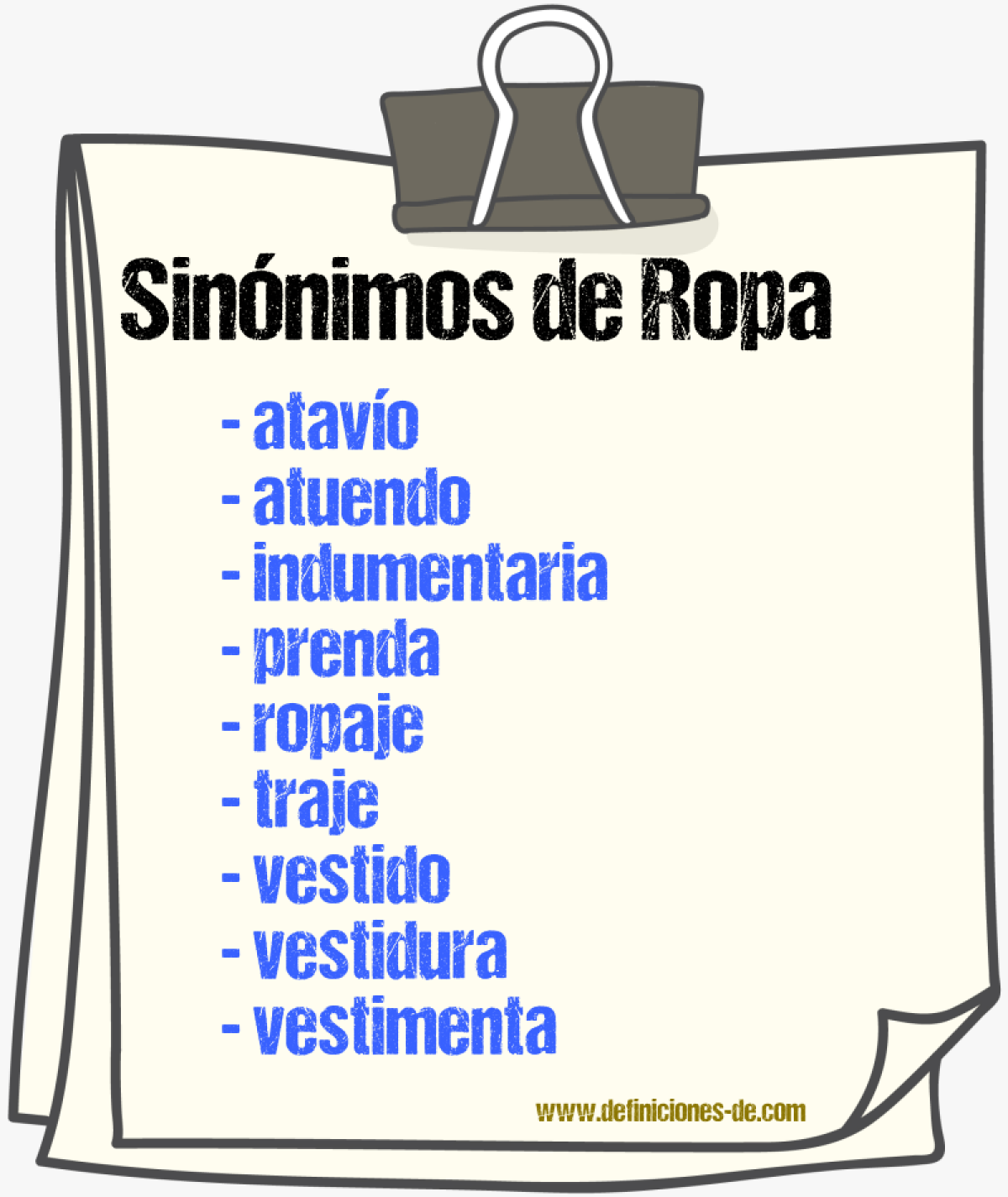 Sinónimos de «ropa»