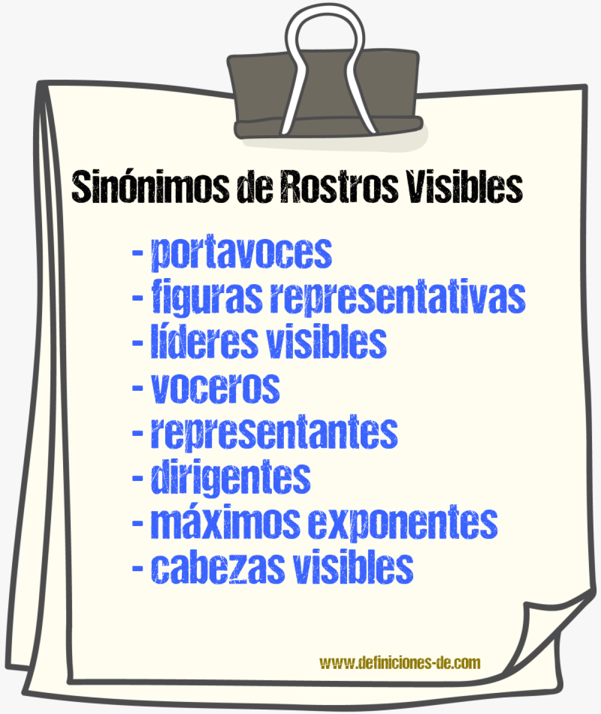 Sinónimos de rostros visibles