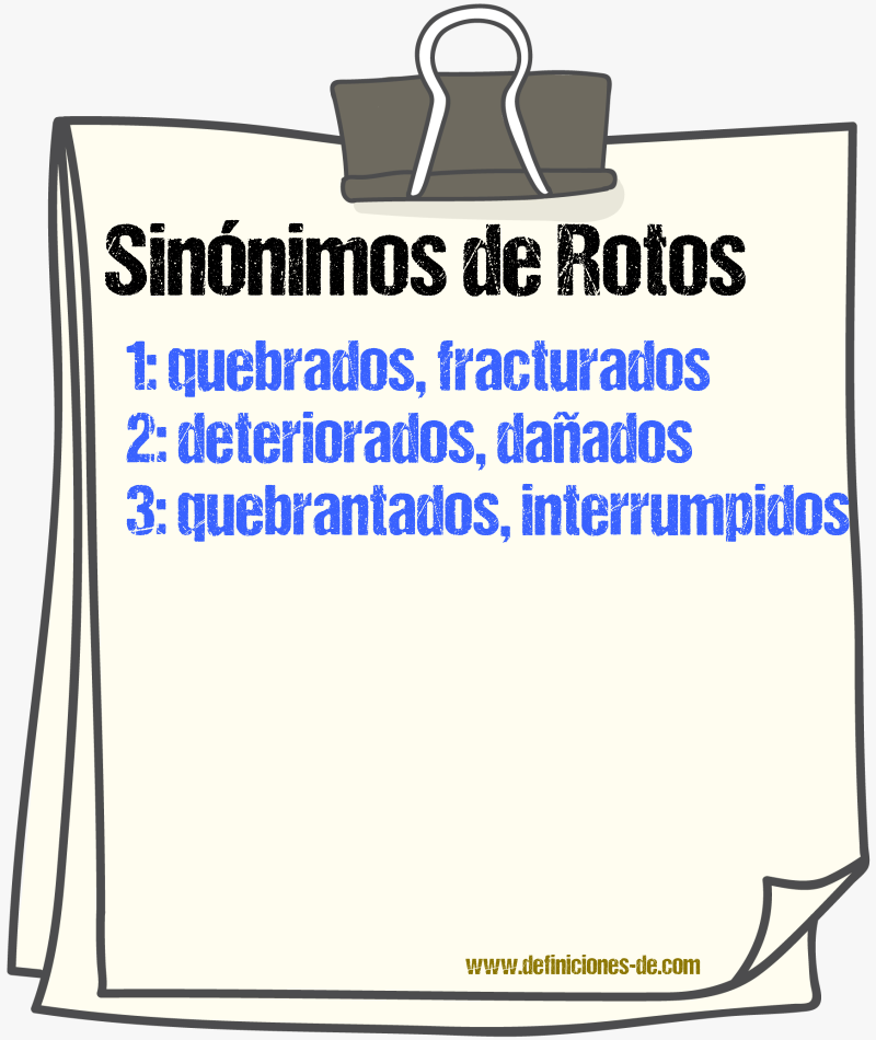 Sinónimos de rotos