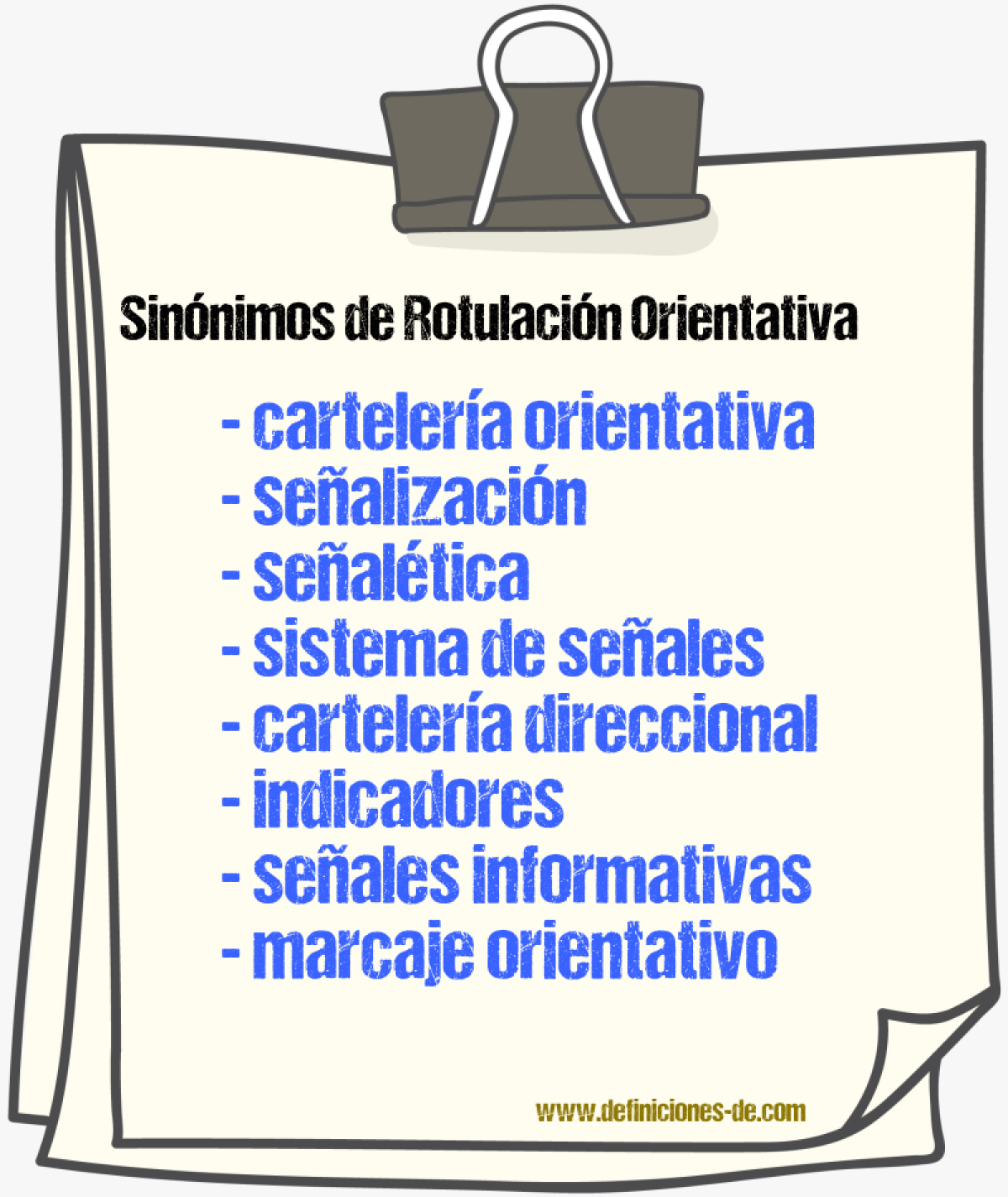 Sinónimos de rotulación orientativa