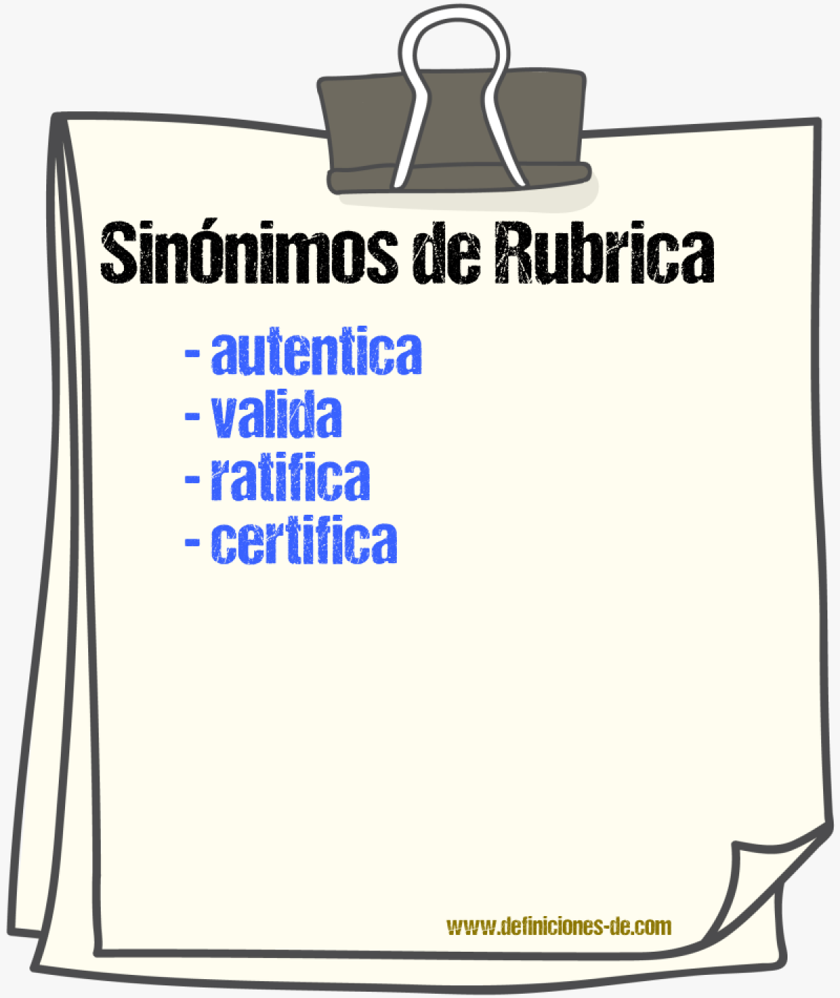 Sinónimos de rubrica