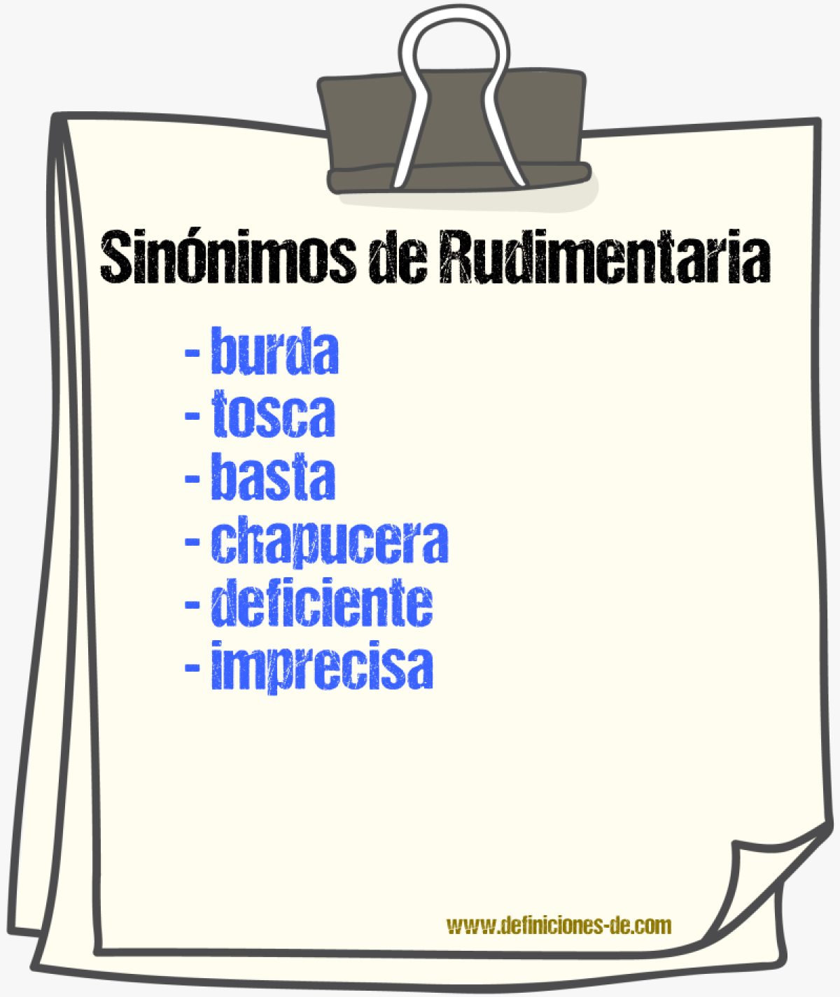 Sinónimos de rudimentaria
