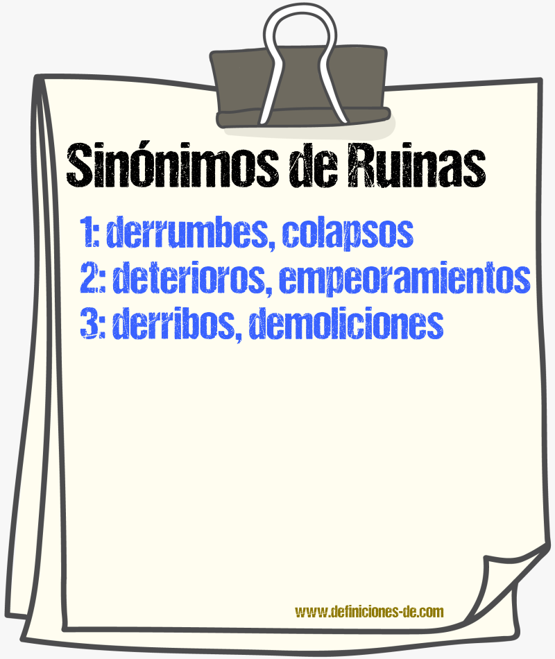 Sinónimos de ruinas